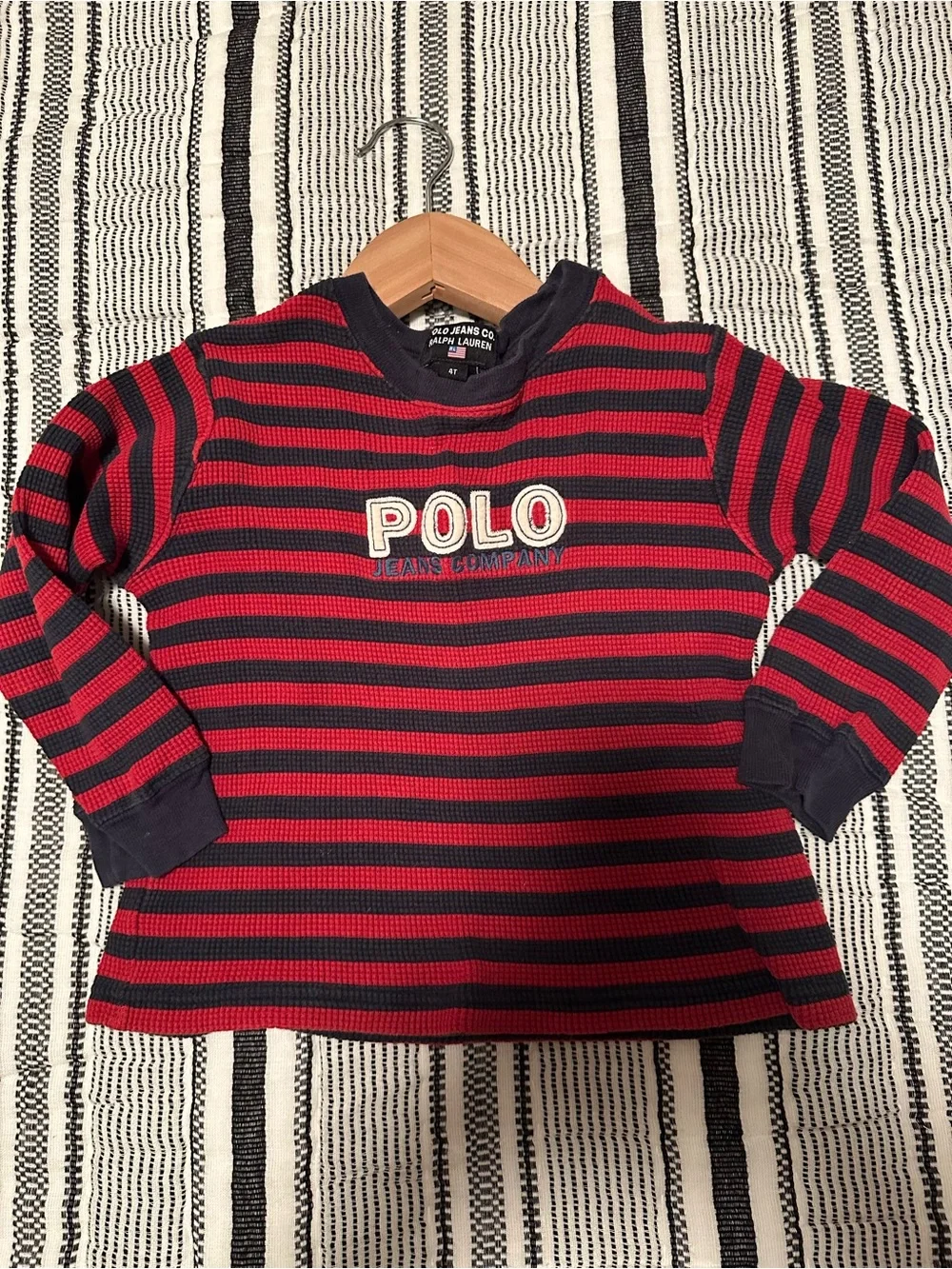 Polo by Ralph Lauren Kids Red & Navy Striped Long-Sleeve Thermal Top-Size 4T